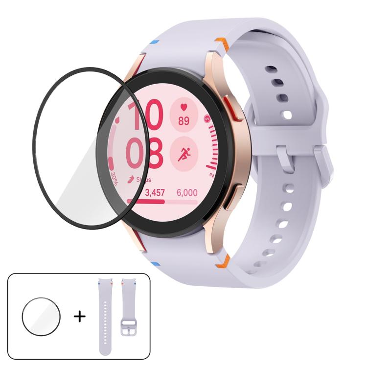 Plain Stitching Silicone Watch Band with 3D Curved Film, For Samsung Galaxy Watch4 Classic 46mm, For Samsung Galaxy Watch4 Classic 42mm, For Samsung Galaxy Watch5 Active 40mm, For Samsung Galaxy Watch5 Active 44mm