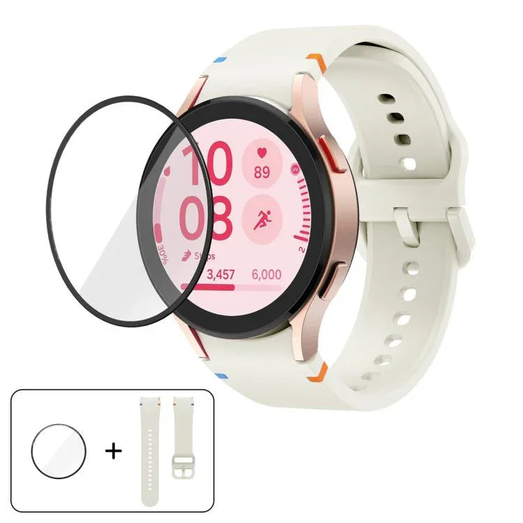 Plain Stitching Silicone Watch Band with 3D Curved Film, For Samsung Galaxy Watch4 Active 40mm, For Samsung Galaxy Watch4 Active 44mm