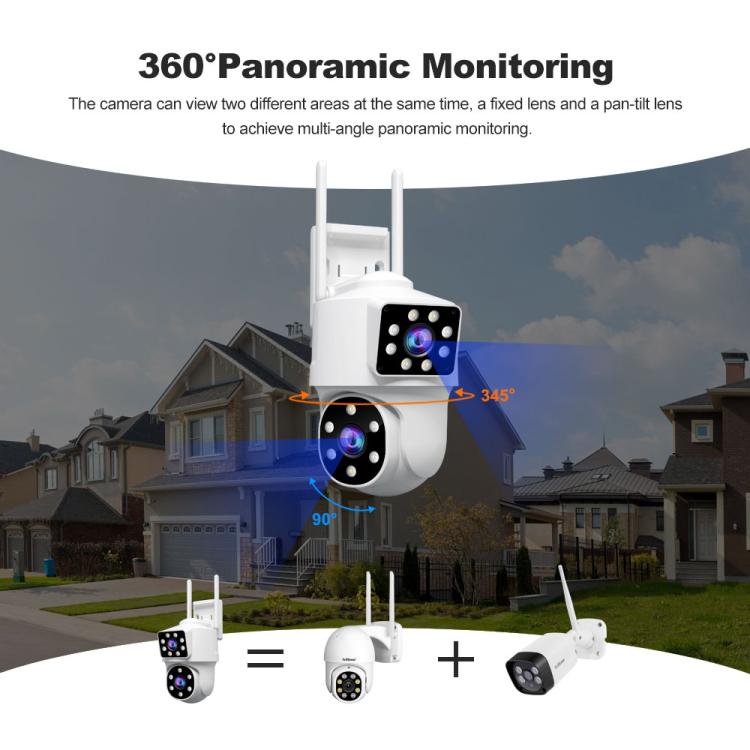 Srihome SH063 4MP Dual Lens Panoramic Surveillance HD Camera, SH063