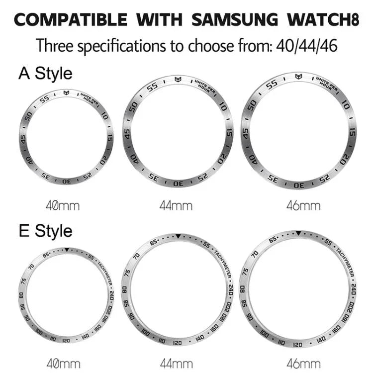 Smart Watch Protective Frame Metal Bezel Ring, Style: E Style, For Samsung Galaxy Watch8 Classic 46mm, For Samsung Galaxy Watch8 44mm, For Samsung Galaxy Watch8 40mm