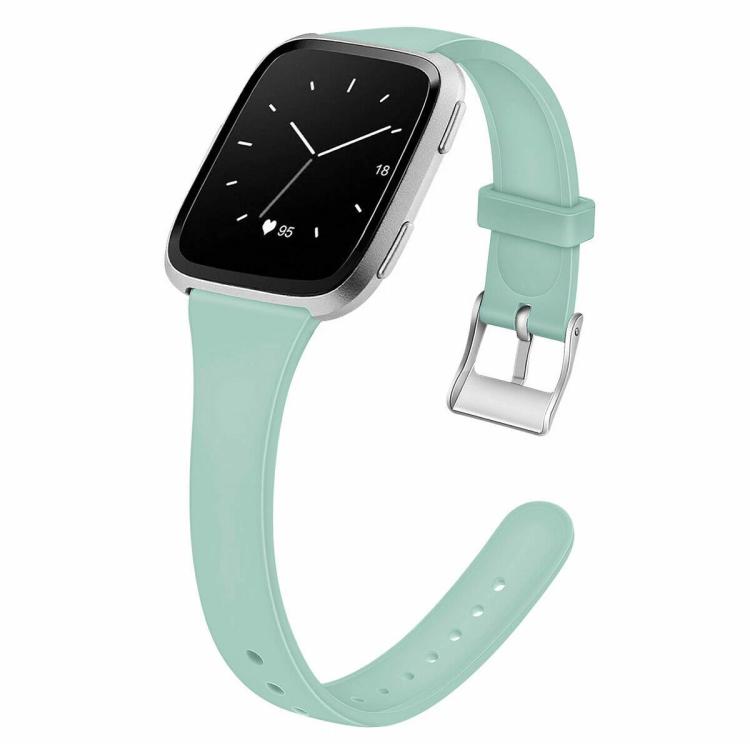 For Fitbit Versa 2 / Versa / Versa Lite xDfind Silver Buckle Slim Solid Color Silicone Watch Band, S, L
