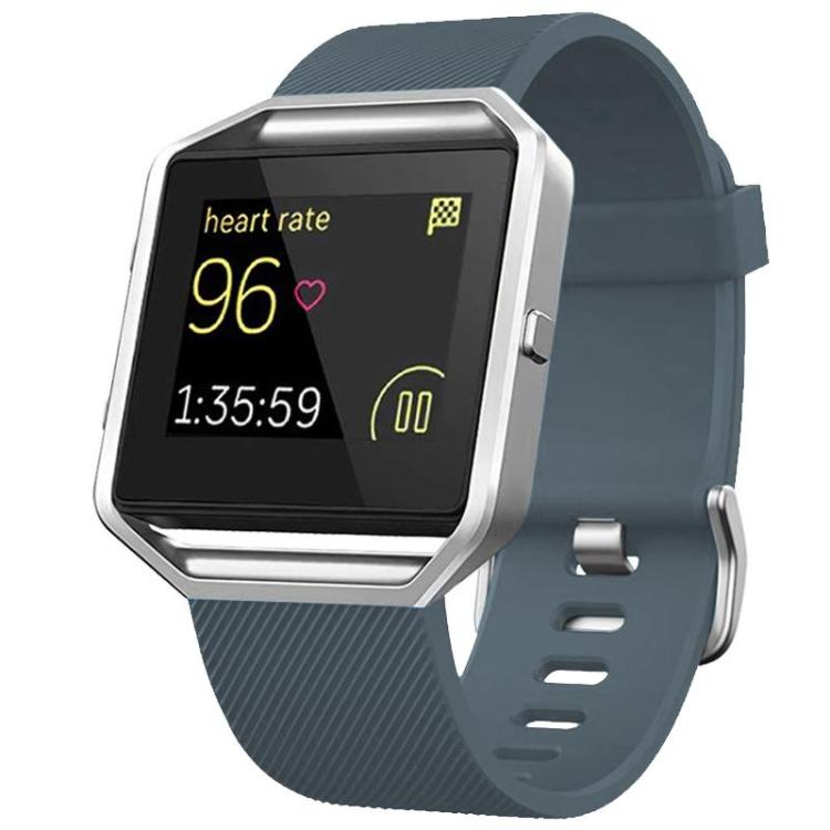 For Fitbit Blaze xDfind Steel Buckle Diagonal Texture Solid Color Silicone Watch Band, S, L