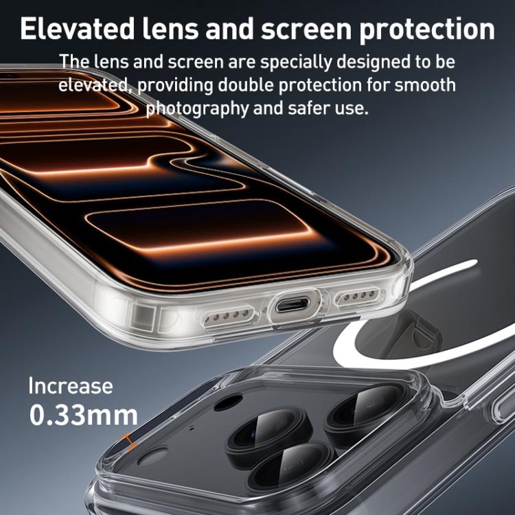 ZGA Magsafe Metal Buttons Clear PC Hybrid TPU Phone Case, For iPhone 17 Pro Max, For iPhone 17 Pro, For iPhone 17