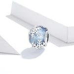 S925 Sterling Silver Crystal Snowflake Beads DIY Bracelet Necklace Accessories, Snowflake