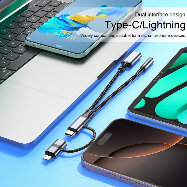 4 in 1 USB-C / Type-C, 8 Pin to USB-C / Type-C, 3.5mm Audio Cable Adapter, Type-C, 8 Pin to USB-C / Type-C, 3.5mm