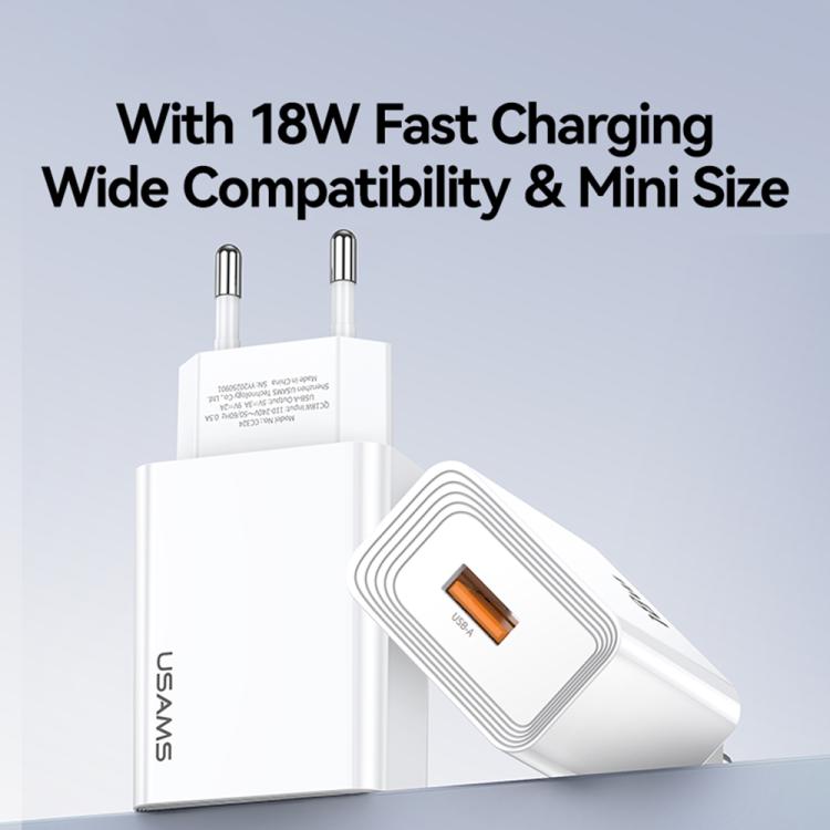 USAMS CC324 T69 QC18W USB-A Single Port Fast Charger, CC324