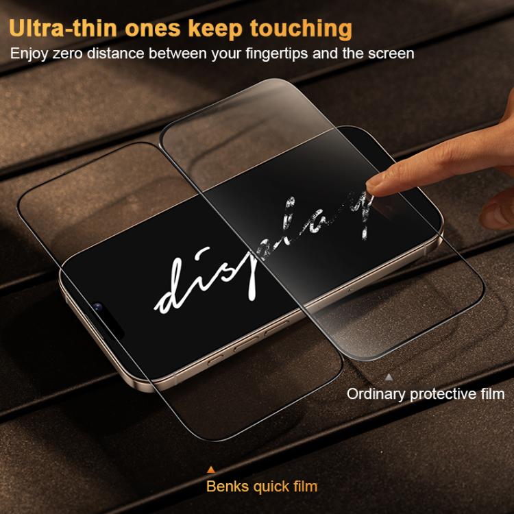 Benks King Kong Corning Hot-bend Full-glue Privacy Tempered Film Quick-install Version, For iPhone 17 Pro Max, For iPhone 17 Pro