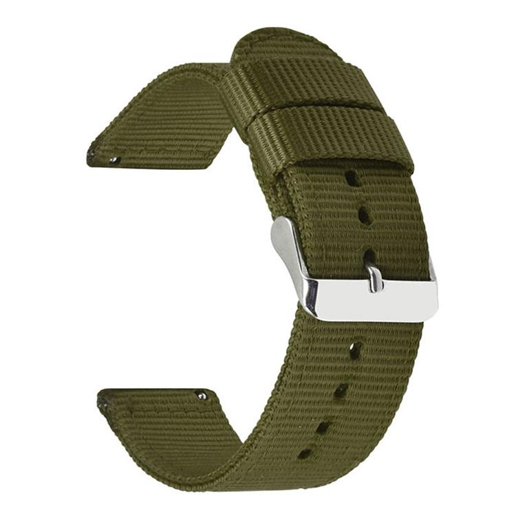 Stainless Steel Pin Buckle Solid Color Nylon Canvas Watch Band, 24mm