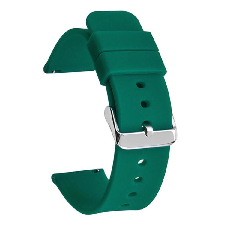 Stainless Steel Silver Pin Buckle Solid Color Silicone Waterproof Watch Band, 16mm, 18mm, 19mm