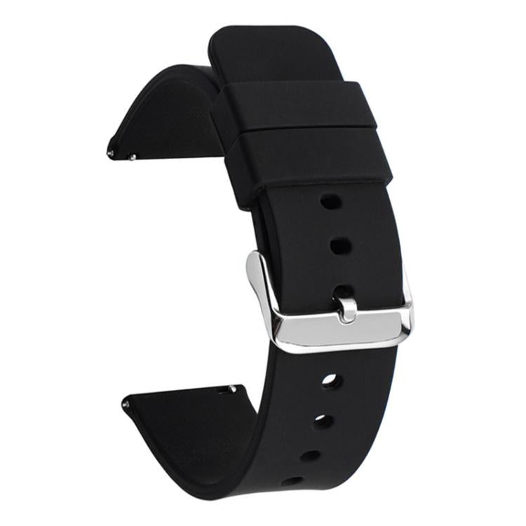 Stainless Steel Silver Pin Buckle Solid Color Silicone Waterproof Watch Band, 16mm, 18mm, 19mm