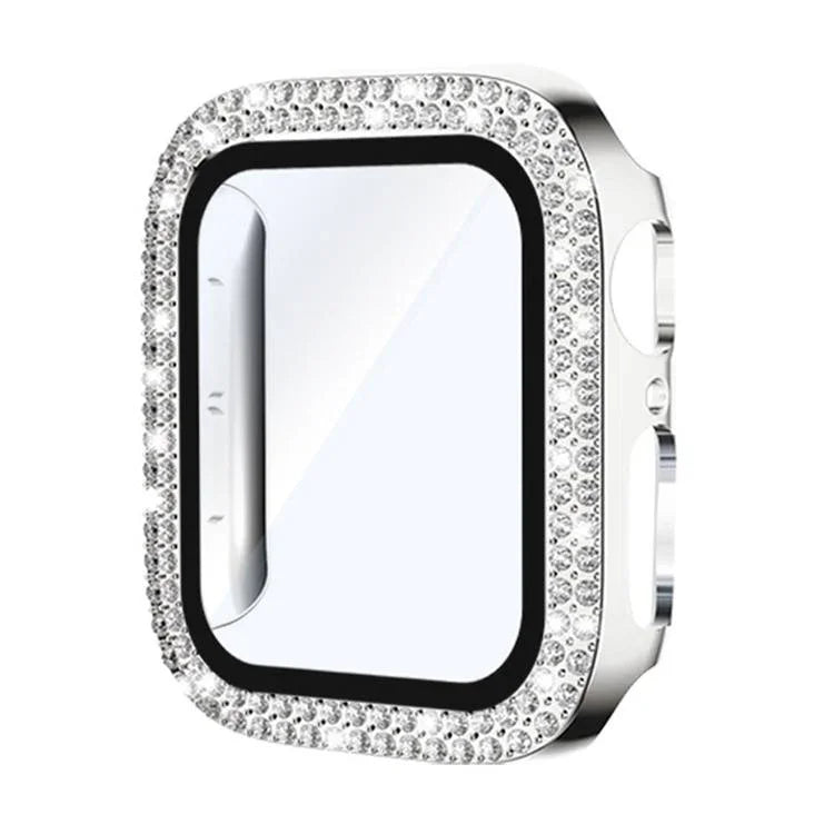 xDfind Double Row Diamond Tempered Glass Film Integrated PC Watch Cover, For Apple Watch Series 9 / 8 / 7 41mm, For Apple Watch Series 3 / 2 / 1 38mm, For Apple Watch Series 3 / 2 / 1 42mm