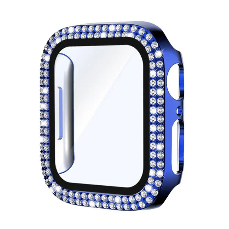 xDfind Double Row Diamond Tempered Glass Film Integrated PC Watch Cover, For Apple Watch Series 9 / 8 / 7 41mm, For Apple Watch Series 3 / 2 / 1 38mm, For Apple Watch Series 3 / 2 / 1 42mm