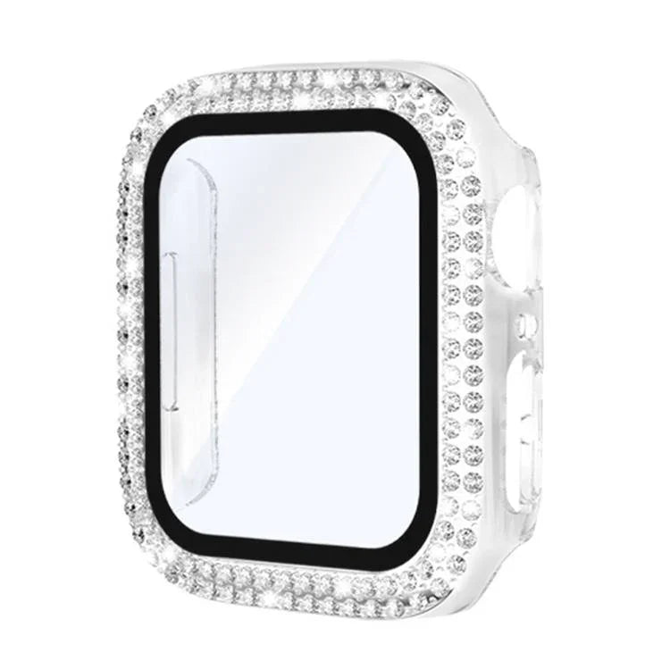 xDfind Double Row Diamond Tempered Glass Film Integrated PC Watch Cover, For Apple Watch Series 9 / 8 / 7 41mm, For Apple Watch Series 3 / 2 / 1 38mm, For Apple Watch Series 3 / 2 / 1 42mm