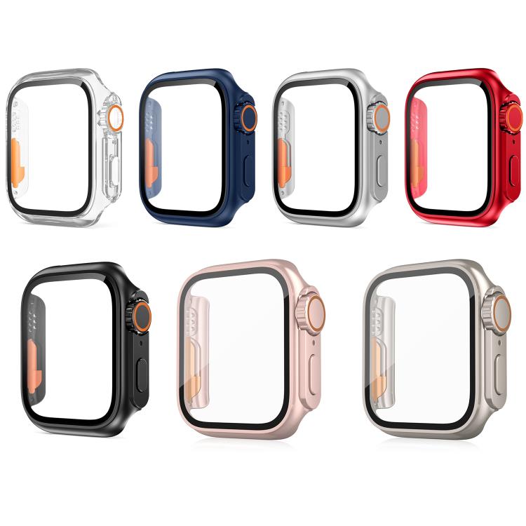 xDfind Change to Ultra 49mm Tempered Glass Film Integrated PC Watch Cover, For Apple Watch Series 6 / 5 / 4 / SE 44mm, For Apple Watch Series 9 / 8 / 7 45mm, For Apple Watch Series 9 / 8 / 7 41mm
