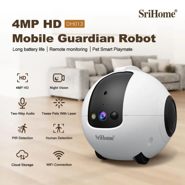 كاميرا روبوت ذكية للحيوانات الأليفة بدقة 4 ميجابكسل SriHome DH013، قابس أمريكي، قابس بريطاني، قابس أوروبي، قابس أسترالي
