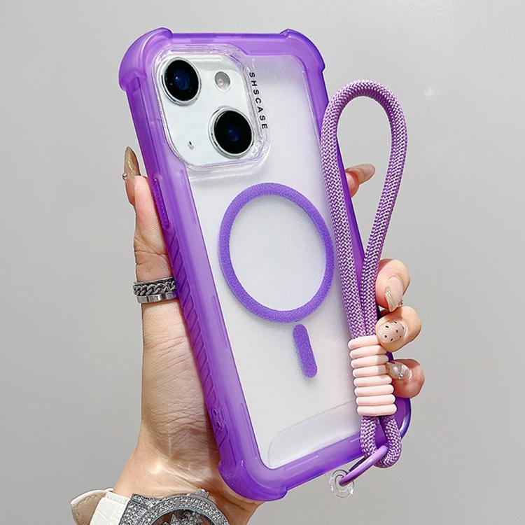 Transparent Matte TPU Hybrid PC 3-in-1 MagSafe Phone Case with Wrist Strap, For iPhone 15 Pro Max, For iPhone 15 Pro, For iPhone 15 Plus, For iPhone 15, For iPhone 14 Plus, For iPhone 14, For iPhone 14 Pro, For iPhone 14 Pro Max