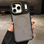 Skin Feel Frosted Metal Lens Holder MagSafe Magnetic Phone Case, For iPhone 17 Pro Max, For iPhone 17 Pro, For iPhone 17, For iPhone Air, For iPhone 16 Pro Max, For iPhone 16 Pro
