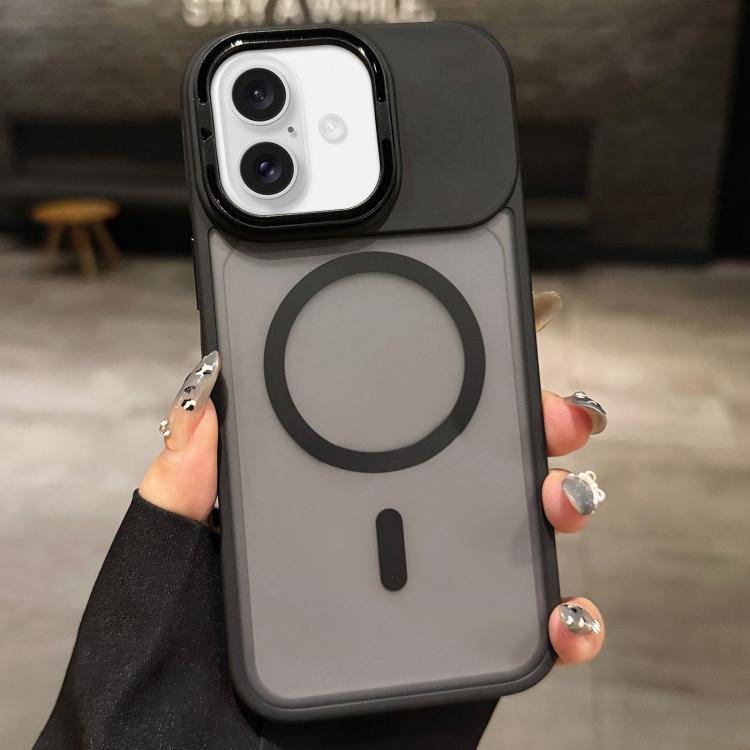 Skin Feel Frosted Metal Lens Holder MagSafe Magnetic Phone Case, For iPhone 16 Plus, For iPhone 16, For iPhone 15 Pro Max, For iPhone 15 Pro, For iPhone 15, For iPhone 14