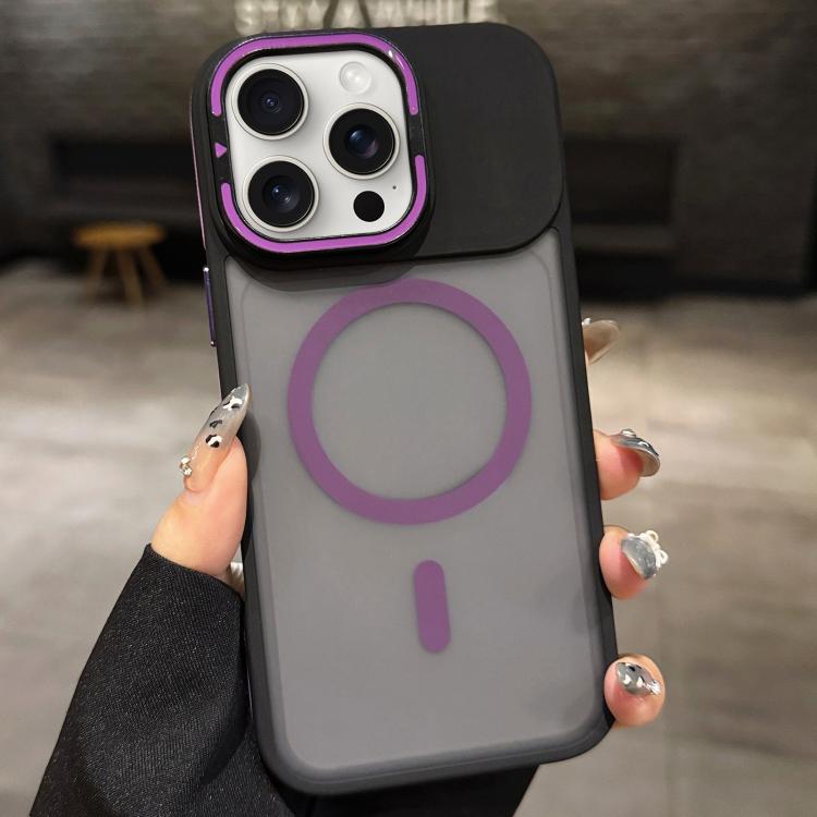Skin Feel Frosted Metal Lens Holder MagSafe Magnetic Phone Case, For iPhone 16 Plus, For iPhone 16, For iPhone 15 Pro Max, For iPhone 15 Pro, For iPhone 15, For iPhone 14