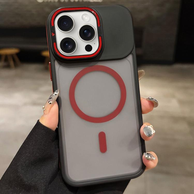 Skin Feel Frosted Metal Lens Holder MagSafe Magnetic Phone Case, For iPhone 16 Plus, For iPhone 16, For iPhone 15 Pro Max, For iPhone 15 Pro, For iPhone 15, For iPhone 14