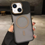 Skin Feel Frosted Metal Lens Holder MagSafe Magnetic Phone Case, For iPhone 16 Plus, For iPhone 16, For iPhone 15 Pro Max, For iPhone 15 Pro, For iPhone 15, For iPhone 14