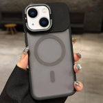 Skin Feel Frosted Metal Lens Holder MagSafe Magnetic Phone Case, For iPhone 16 Plus, For iPhone 16, For iPhone 15 Pro Max, For iPhone 15 Pro, For iPhone 15, For iPhone 14