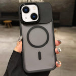 Skin Feel Frosted Metal Lens Holder MagSafe Magnetic Phone Case, For iPhone 16 Plus, For iPhone 16, For iPhone 15 Pro Max, For iPhone 15 Pro, For iPhone 15, For iPhone 14