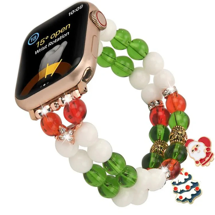 Width 20mm Christmas Beads Chain Watch Band, For Apple Watch 46mm / 49mm / 45mm / 44mm, For Apple Watch 42mm / 41mm / 40mm / 38mm