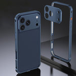 Armor Dual-side Anti-slip Metal Frame Case with Lens Cover, For iPhone 17 Pro Max, For iPhone 17 Pro, For iPhone 17, For iPhone 16 Pro Max, For iPhone 16 Pro, For iPhone 16