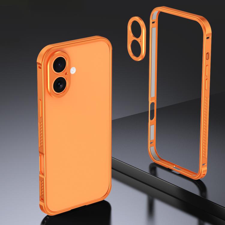 Armor Dual-side Anti-slip Metal Frame Case with Lens Cover, For iPhone 17 Pro Max, For iPhone 17 Pro, For iPhone 17, For iPhone 16 Pro Max, For iPhone 16 Pro, For iPhone 16