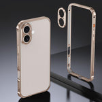 Armor Dual-side Anti-slip Metal Frame Case with Lens Cover, For iPhone 17 Pro Max, For iPhone 17 Pro, For iPhone 17, For iPhone 16 Pro Max, For iPhone 16 Pro, For iPhone 16