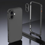 Armor Dual-side Anti-slip Metal Frame Case with Lens Cover, For iPhone 17 Pro Max, For iPhone 17 Pro, For iPhone 17, For iPhone 16 Pro Max, For iPhone 16 Pro, For iPhone 16