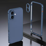 Armor Dual-side Anti-slip Metal Frame Case with Lens Cover, For iPhone 17 Pro Max, For iPhone 17 Pro, For iPhone 17, For iPhone 16 Pro Max, For iPhone 16 Pro, For iPhone 16