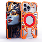 Rotating Bracket MagSafe Hollow Metal Phone Case with Lanyard, For iPhone 17e / 16e, For iPhone 17 Pro Max, For iPhone 17 Pro, For iPhone 17, For iPhone 16 Pro Max, For iPhone 16 Pro, For iPhone 16 Plus, For iPhone 16