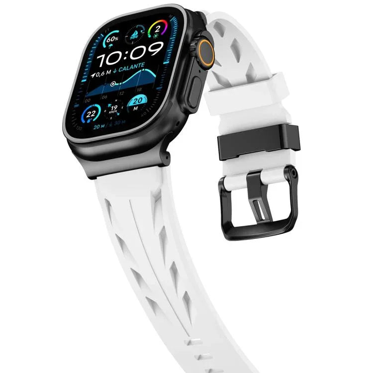 Black Pin Buckle Silicone Watch Band, For Apple Watch 46mm / 49mm / 45mm / 44mm, For Apple Watch 42mm / 41mm / 40mm / 38mm