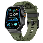 Black Pin Buckle Silicone Watch Band, For Apple Watch 46mm / 49mm / 45mm / 44mm, For Apple Watch 42mm / 41mm / 40mm / 38mm
