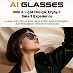 M02 Ultra 8MP Camera AI Smart Glasses Photochromic Lenses, with Black Charging Case, with Brown Charging Case