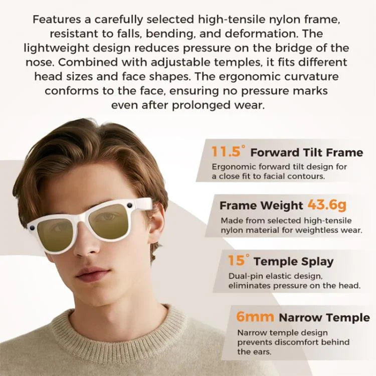 M02 Ultra 8MP Camera AI Smart Glasses Photochromic Lenses, with Black Charging Case, with Brown Charging Case