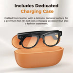 M02 Ultra 8MP Camera AI Smart Glasses Photochromic Lenses, with Black Charging Case, with Brown Charging Case