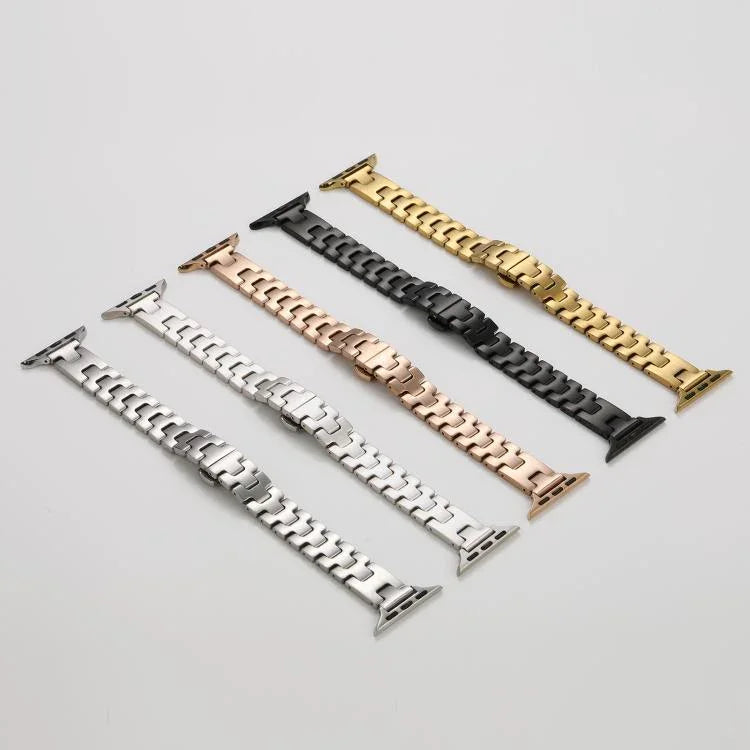 H-style Width 14mm Stainless Steel Metal Watch Band, For Apple Watch 46mm / 49mm / 45mm / 44mm, For Apple Watch 42mm / 41mm / 40mm / 38mm