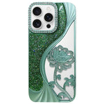 Electroplated TPU Lotus Hollow-carved  Rhinestone Glitter Phone Case, For iPhone 17 Pro Max, For iPhone 17 Pro, For iPhone 17, For iPhone 16 Pro Max, For iPhone 16 Pro, For iPhone 16, For iPhone 15 Pro Max, For iPhone 15 Pro