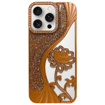 Electroplated TPU Lotus Hollow-carved  Rhinestone Glitter Phone Case, For iPhone 16, For iPhone 15 Pro Max, For iPhone 15 Pro, For iPhone 15, For iPhone 14, For iPhone 14 Pro, For iPhone 14 Pro Max, For iPhone 13 Pro Max