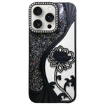 Electroplated TPU Lotus Hollow-carved  Rhinestone Glitter Phone Case, For iPhone 16, For iPhone 15 Pro Max, For iPhone 15 Pro, For iPhone 15, For iPhone 14, For iPhone 14 Pro, For iPhone 14 Pro Max, For iPhone 13 Pro Max