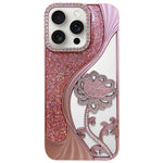 Electroplated TPU Lotus Hollow-carved  Rhinestone Glitter Phone Case, For iPhone 16, For iPhone 15 Pro Max, For iPhone 15 Pro, For iPhone 15, For iPhone 14, For iPhone 14 Pro, For iPhone 14 Pro Max, For iPhone 13 Pro Max