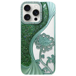 Electroplated TPU Lotus Hollow-carved  Rhinestone Glitter Phone Case, For iPhone 16, For iPhone 15 Pro Max, For iPhone 15 Pro, For iPhone 15, For iPhone 14, For iPhone 14 Pro, For iPhone 14 Pro Max, For iPhone 13 Pro Max