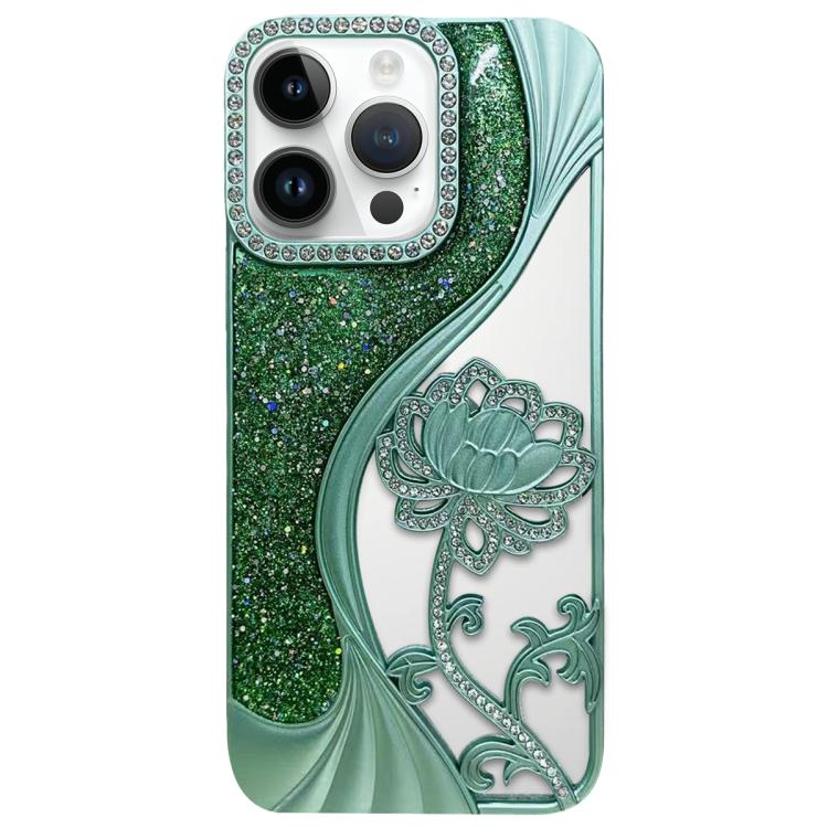 Electroplated TPU Lotus Hollow-carved  Rhinestone Glitter Phone Case, For iPhone 13 Pro, For iPhone 13, For iPhone 12, For iPhone 12 Pro Max, For iPhone 12 Pro, For iPhone 11 Pro Max, For iPhone 11