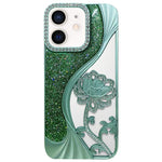 Electroplated TPU Lotus Hollow-carved  Rhinestone Glitter Phone Case, For iPhone 15, For iPhone 14, For iPhone 14 Pro, For iPhone 14 Pro Max, For iPhone 13 Pro Max, For iPhone 13 Pro, For iPhone 13, For iPhone 12