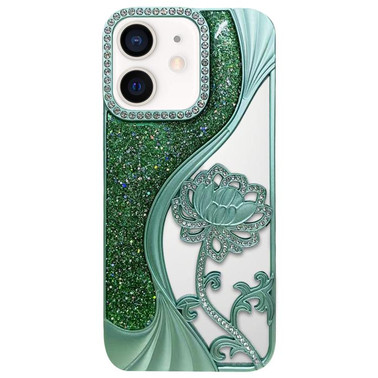 Electroplated TPU Lotus Hollow-carved  Rhinestone Glitter Phone Case, For iPhone 13 Pro, For iPhone 13, For iPhone 12, For iPhone 12 Pro Max, For iPhone 12 Pro, For iPhone 11 Pro Max, For iPhone 11