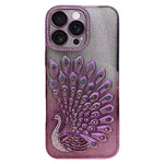 Electroplated TPU Peacock Relief Rhinestone Glitter Phone Case with Lens Film, For iPhone 17 Pro Max, For iPhone 17 Pro, For iPhone 17, For iPhone 16 Pro Max, For iPhone 16 Pro, For iPhone 16 Plus, For iPhone 16, For iPhone 15 Pro Max