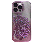 Electroplated TPU Peacock Relief Rhinestone Glitter Phone Case with Lens Film, For iPhone 17 Pro Max, For iPhone 17 Pro, For iPhone 17, For iPhone 16 Pro Max, For iPhone 16 Pro, For iPhone 16 Plus, For iPhone 16, For iPhone 15 Pro Max